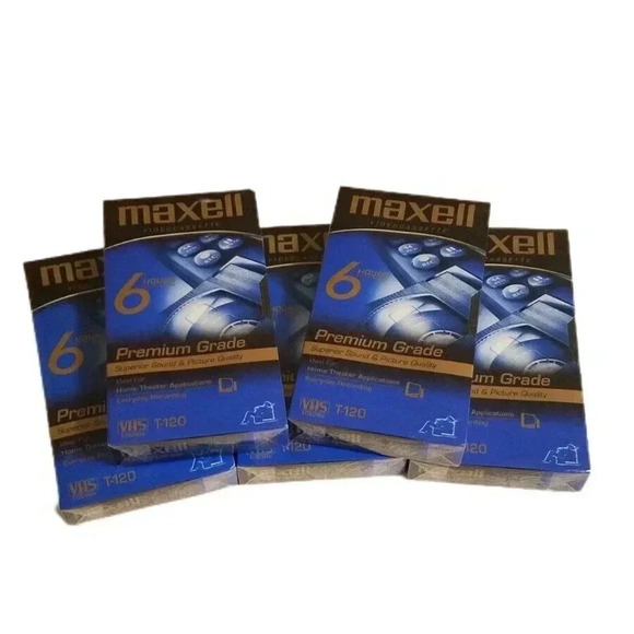NEW Maxell T-120 Standard Grade Video Tapes - 6 Hrs (Lot of 5) - Picture 1 of 2